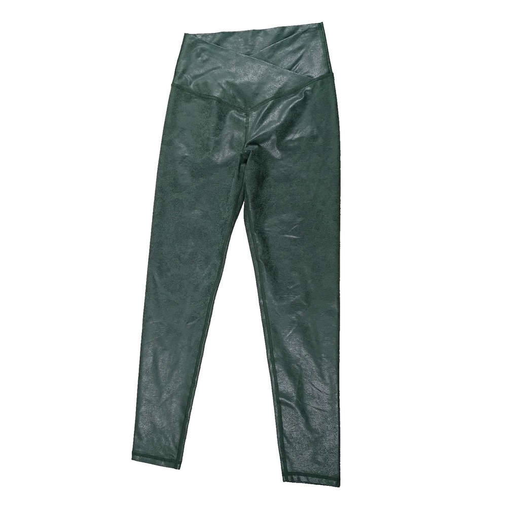 AERIE Offline High Rise Faux Leather Crackle Legging Medium V Front